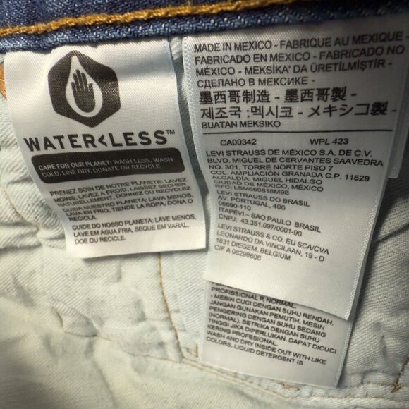 LEVI'S 501 Original Fit Distressed Button Fly Dark Blue Wash Jeans Size 32 - Picture 4 of 6